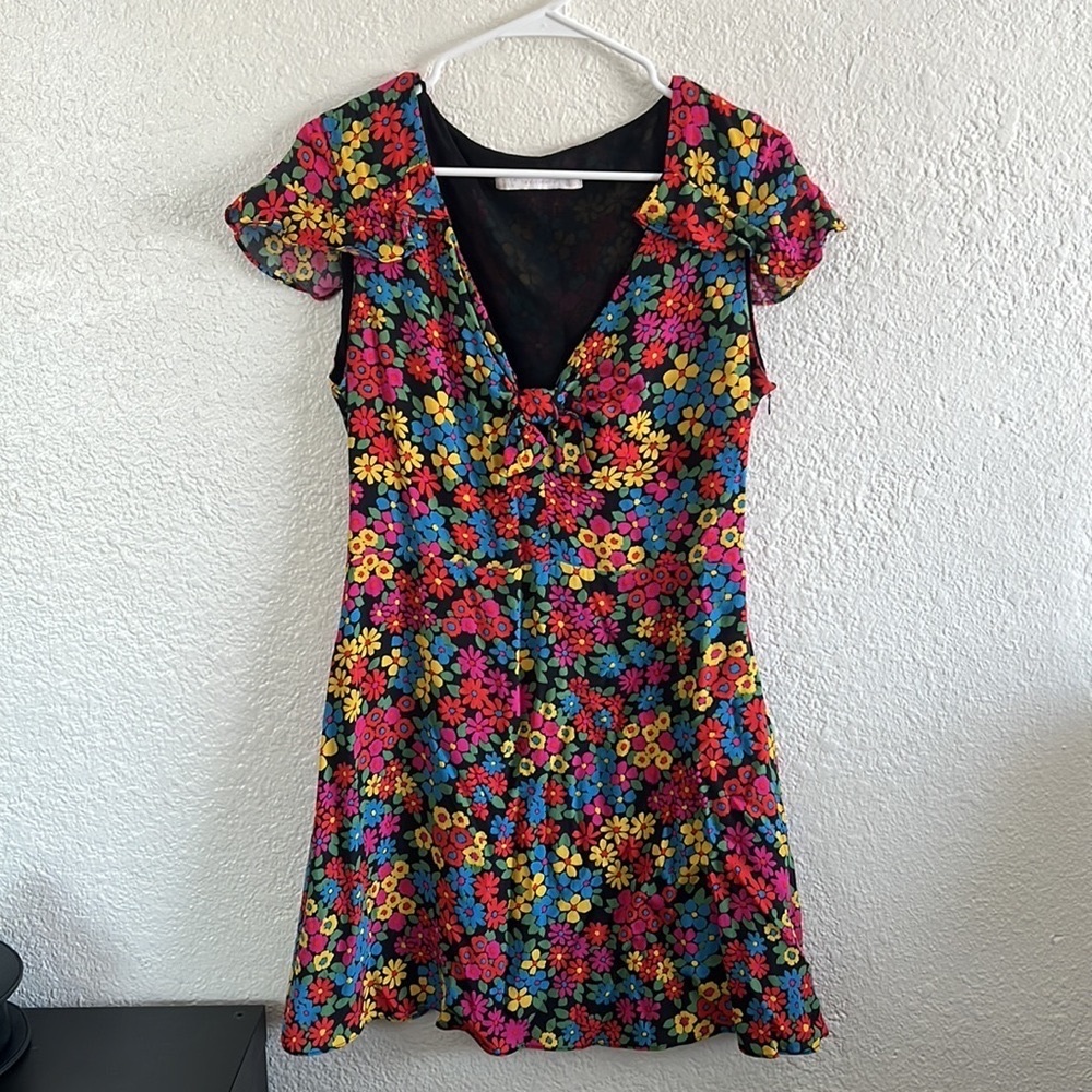 Zara ruffle cap sleeve mini dress